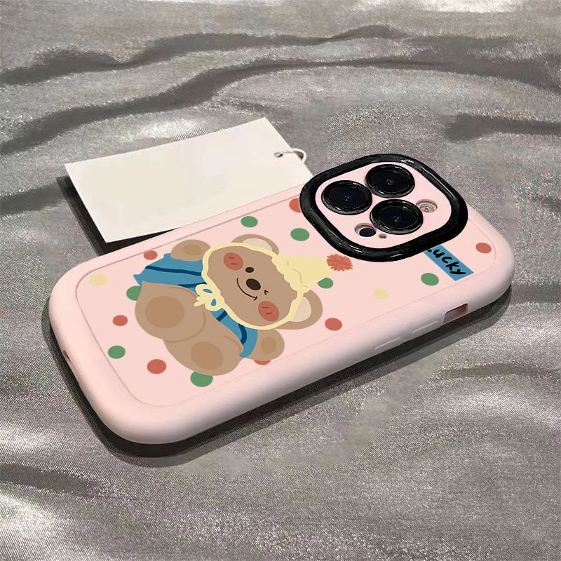 彩色波点小熊适用iphone16promax苹果15/14PLUS手机壳13/1211全包