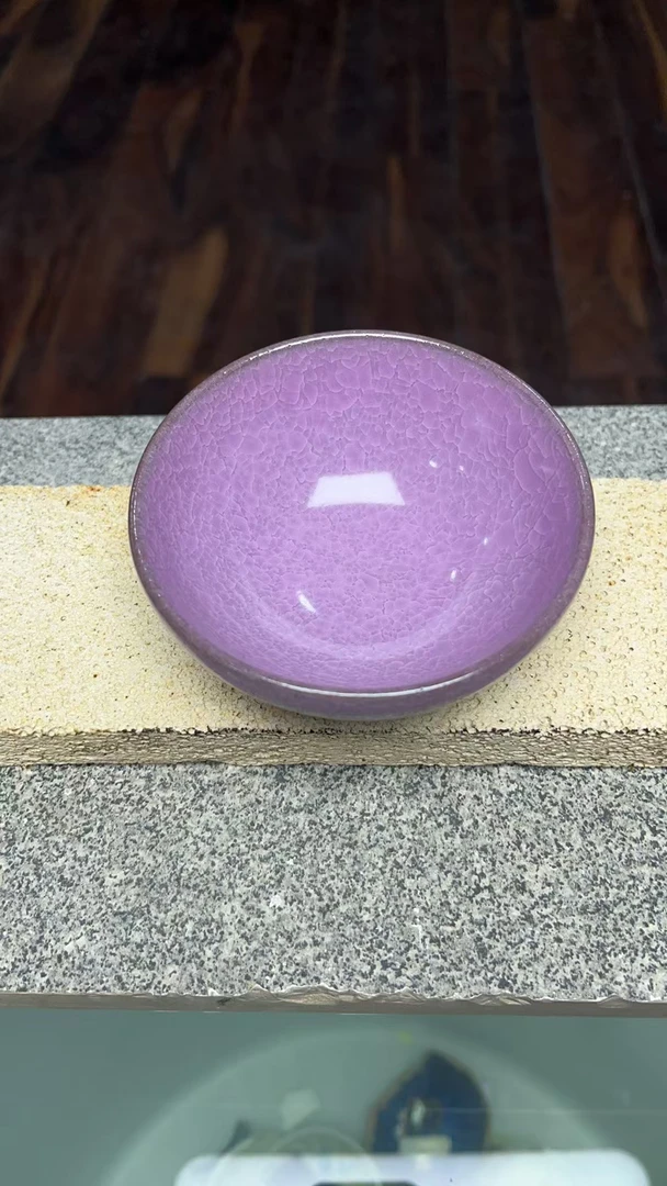 高端茶器紫色冰裂茶器家用主人茶杯