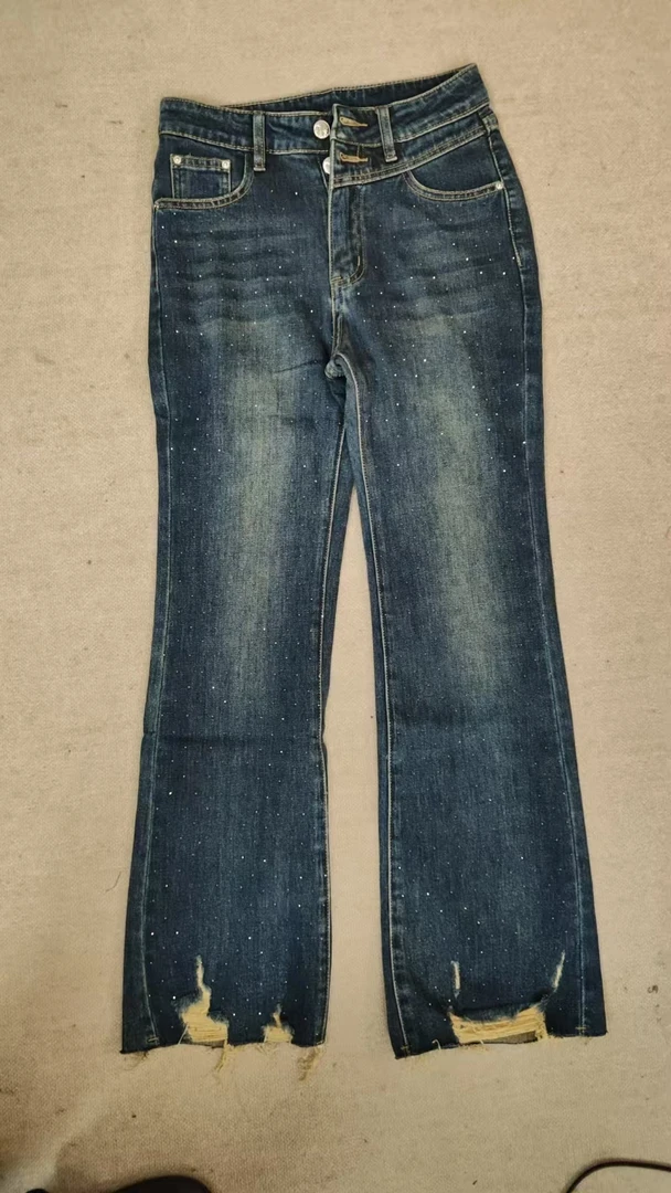 NIUNIU · Niu-430 时尚百搭高腰显瘦重工烫钻牛仔裤A603