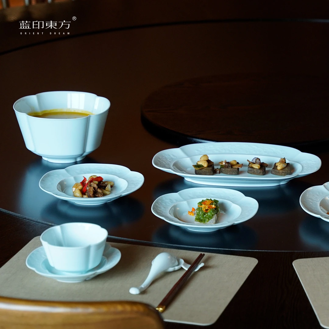 蓝印东方玉海棠餐具套装景德镇高温釉下彩2025新年餐具高颜值碗盘