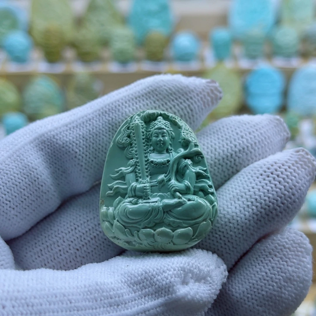 绿松石未镶嵌珠宝奇石虚空藏菩萨