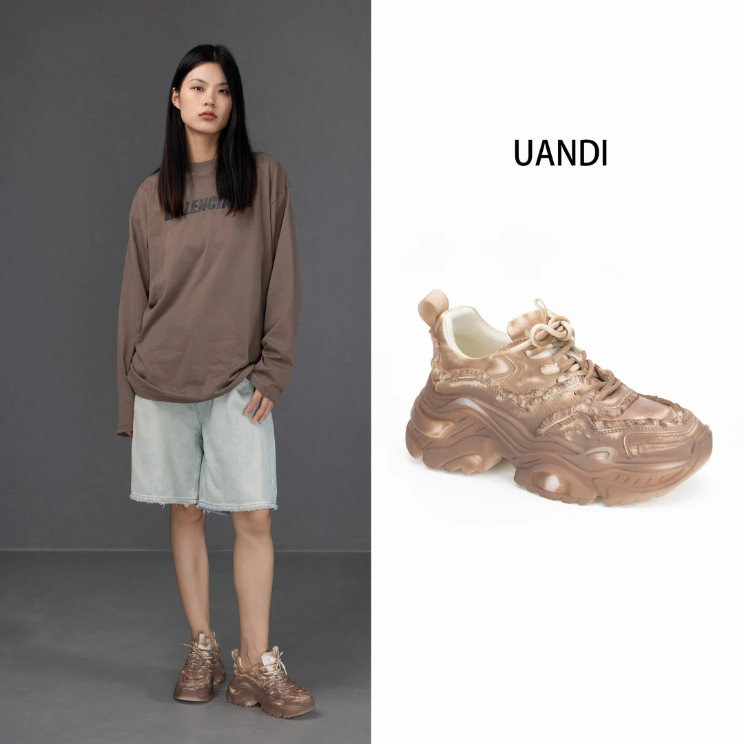 UANDI原创2024年春夏新款气垫老爹鞋时尚厚底百搭ins风运动鞋女
