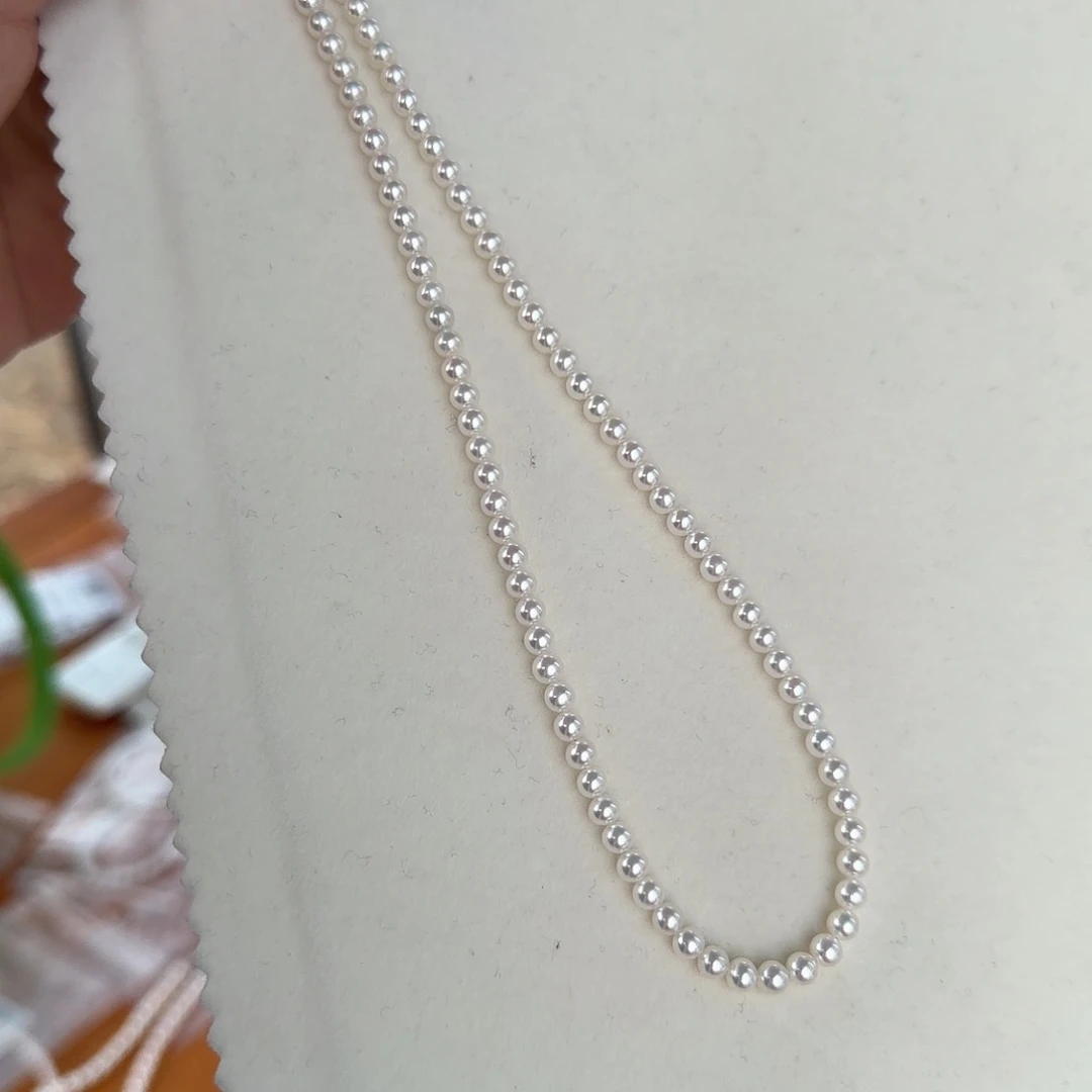 颈饰银S925镶嵌淡水珍珠4-5无核极光镜面正圆无暇炫彩冷白