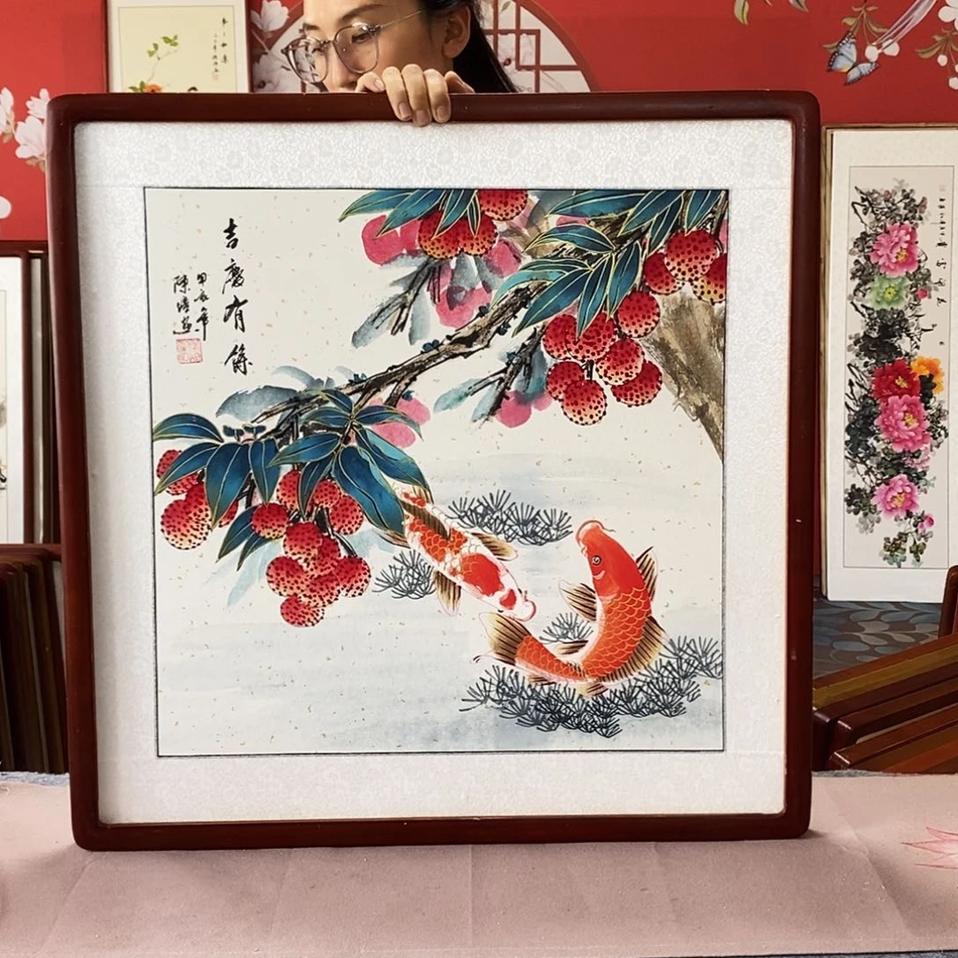 国画手写手绘国画作品62✖️62带框包邮