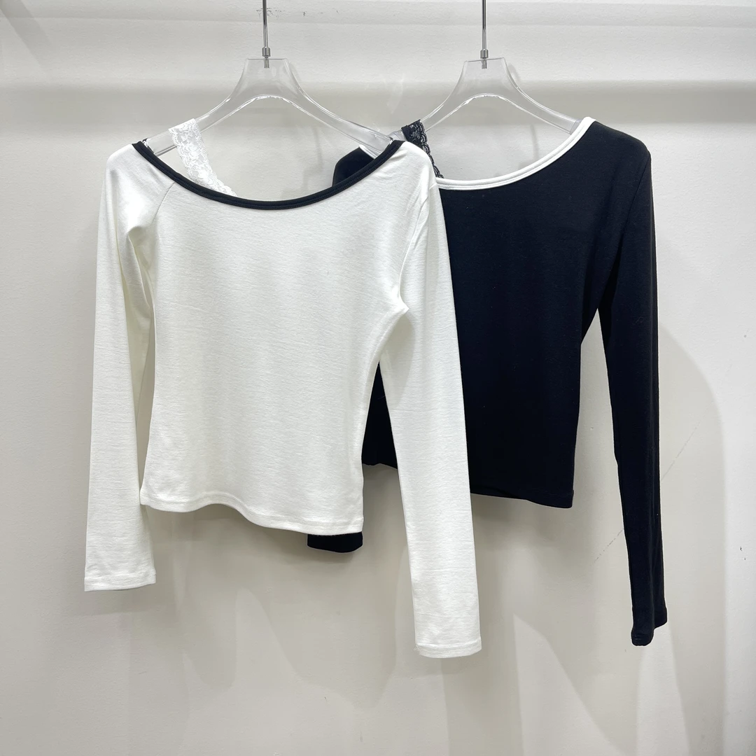 muhou/25斜肩长袖体恤