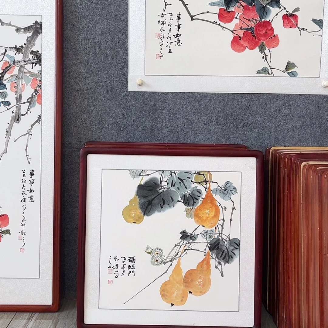 国画书画作品带框63×63