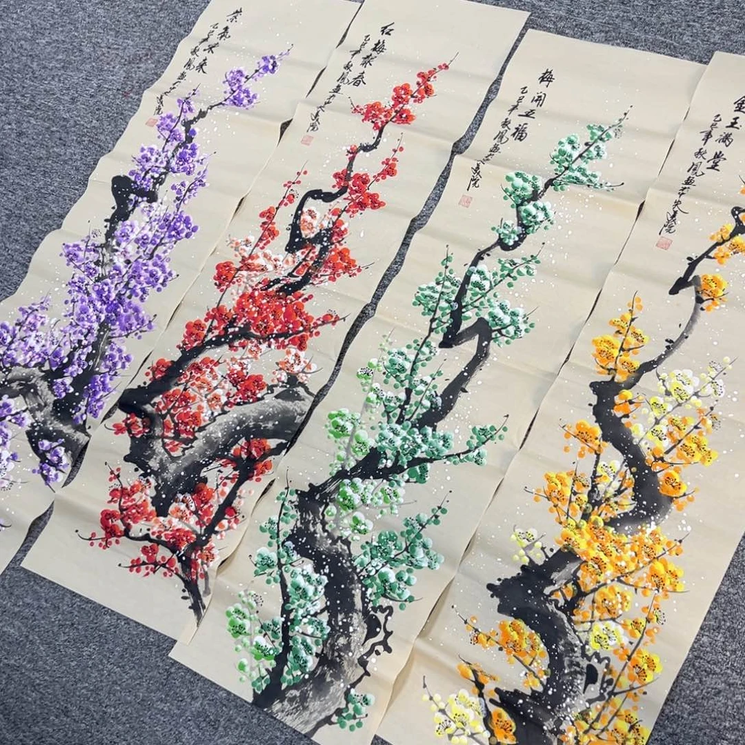 国画卖字画的小男孩