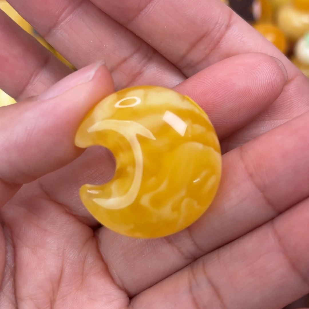 蜜蜡未镶嵌吊坠(不含链)妖花月亮