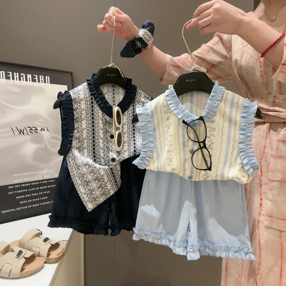 女童夏装套装2025新款洋气时髦儿童女孩海盐风穿搭儿童夏季两件套