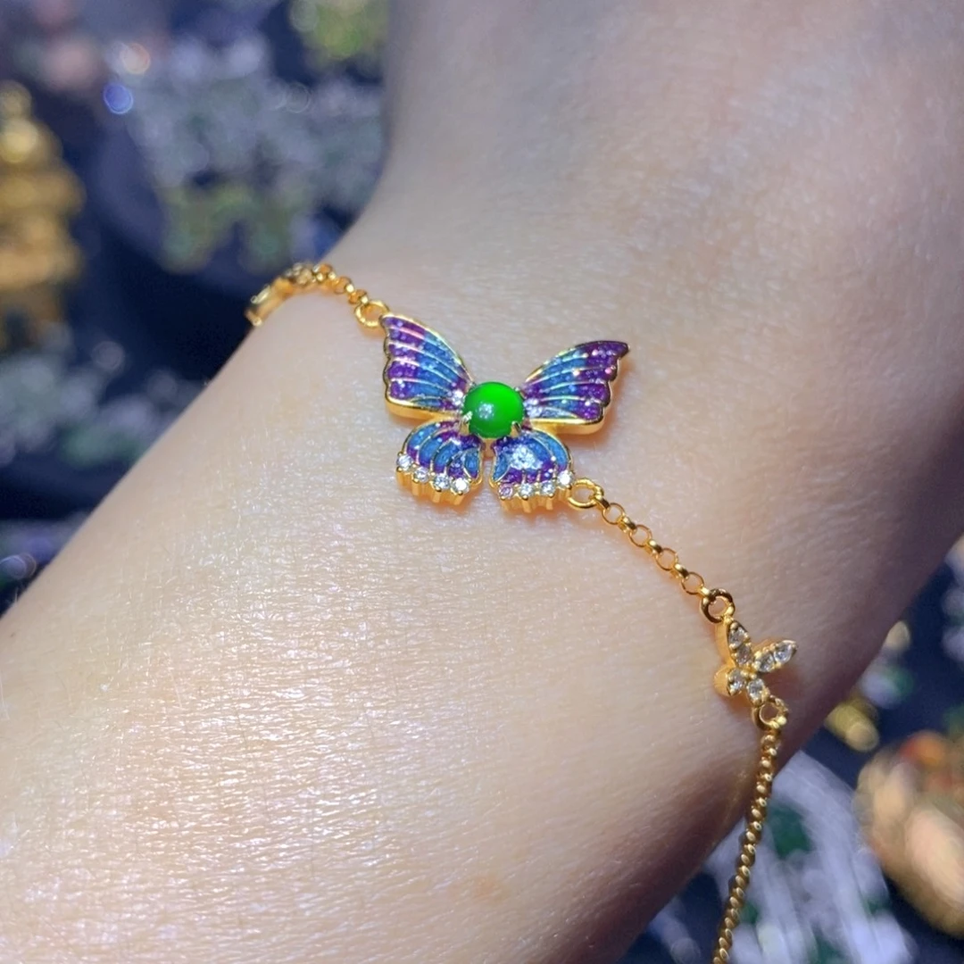 翡翠银S925镶嵌吊坠(不含链)天然翡翠