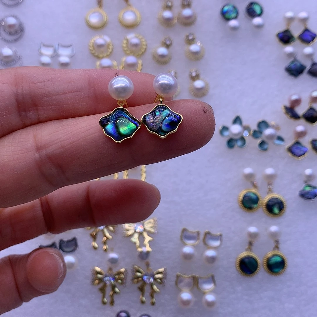 淡水珍珠耳饰合金