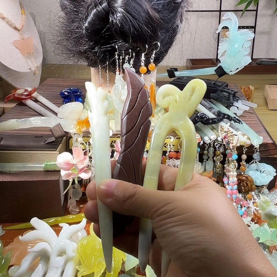 蛇纹石玉合金发饰