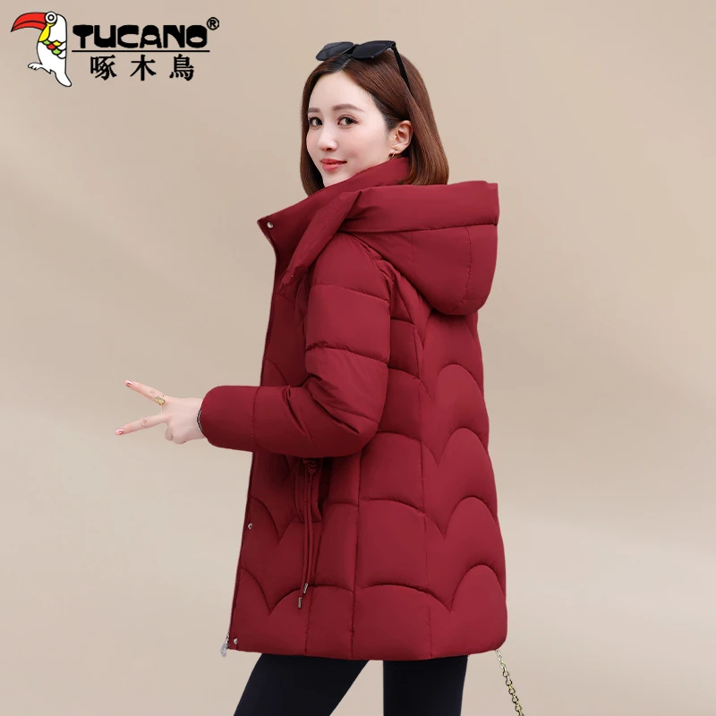 啄木鸟保暖棉服款冬季2025新款加厚棉衣中年妈妈洋气冬装外套棉袄