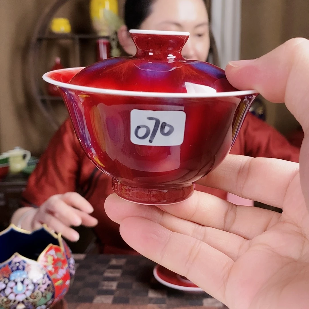 070号珍藏流霞手工两才盖碗?****?