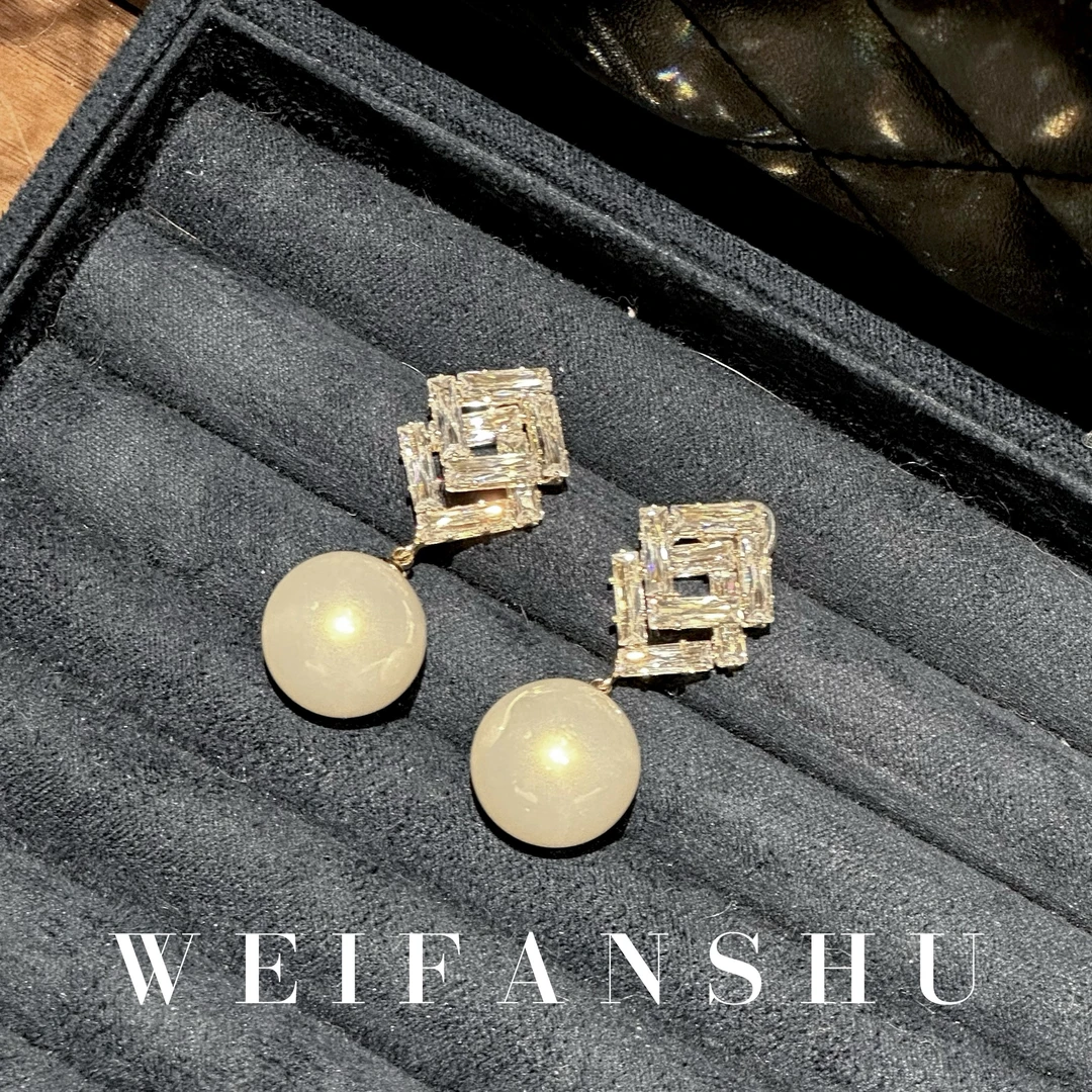 非金属莫桑石耳饰 【方糖珍珠】耳饰