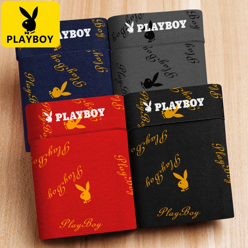 PLAYBOY/花花公子优品男士內裤男平角裤头中腰棉质男生四角裤短裤