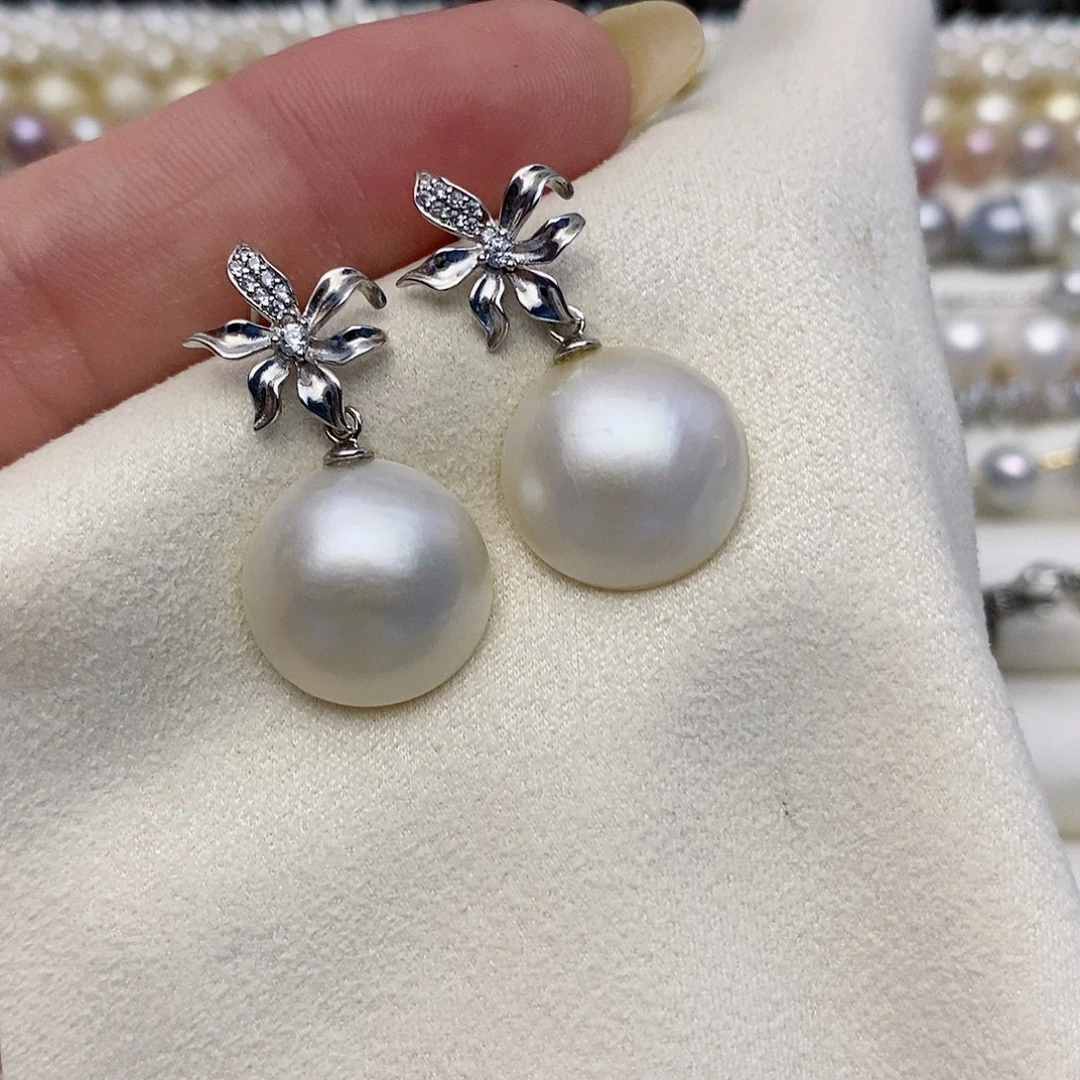 【闪购商品】耳饰银S925镶嵌拼合珍珠（马贝珠）