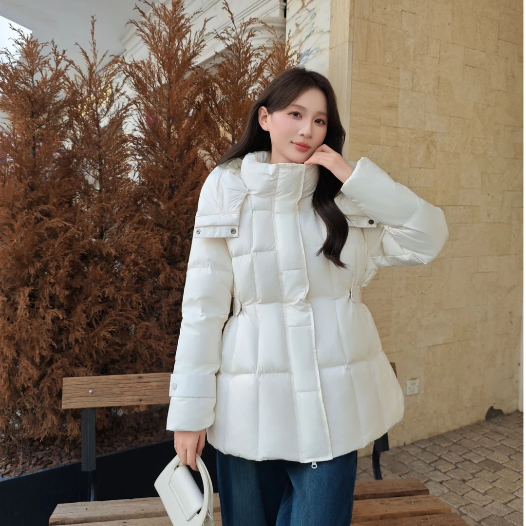 【在逃公主】连帽收腰泡芙款中长款女式保暖羽绒服