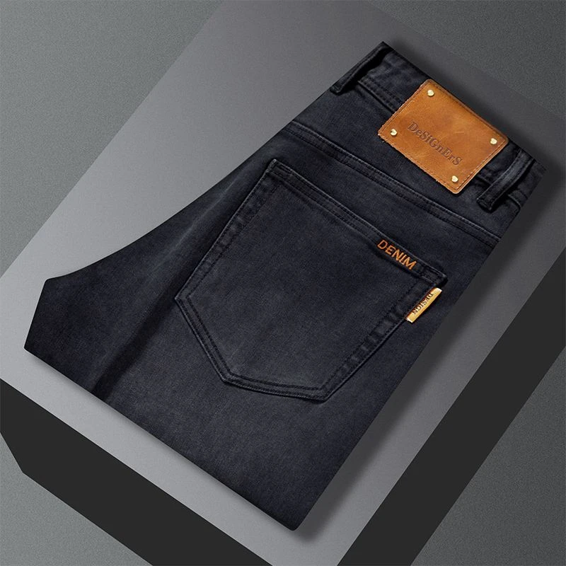 2024秋冬新款高端男士修身弹力小直筒九分弹力轻奢牛仔裤长裤