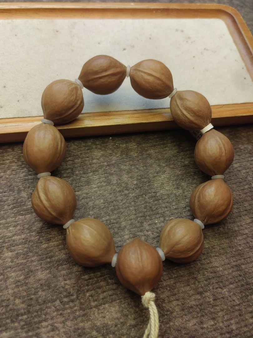 2.2x2.7大尺寸天然老树铁核原皮橄榄核素串文玩短圆手持原皮手串