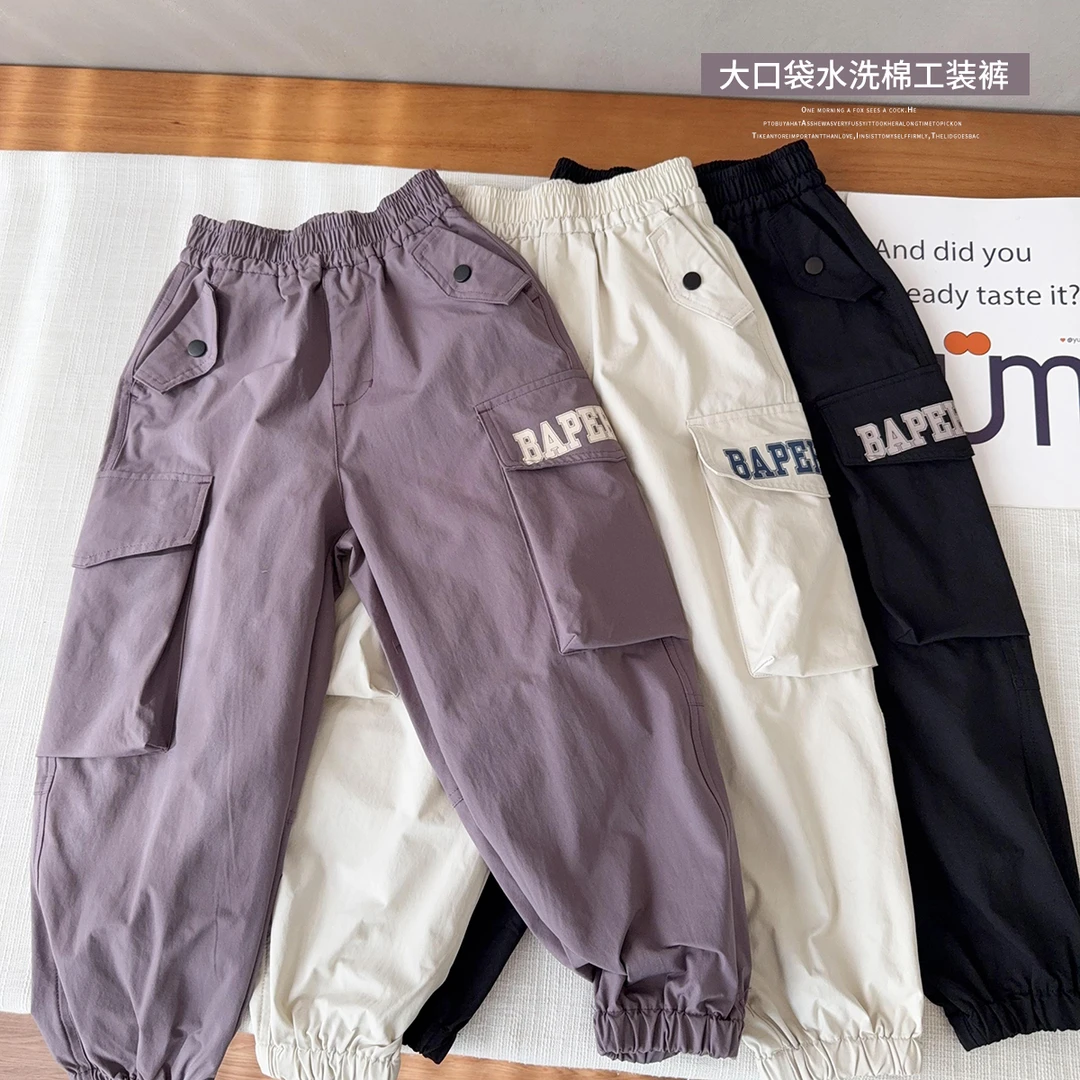 【商超款水洗工装裤】儿童大口袋春新品洋气裤子新款休闲裤潮25171