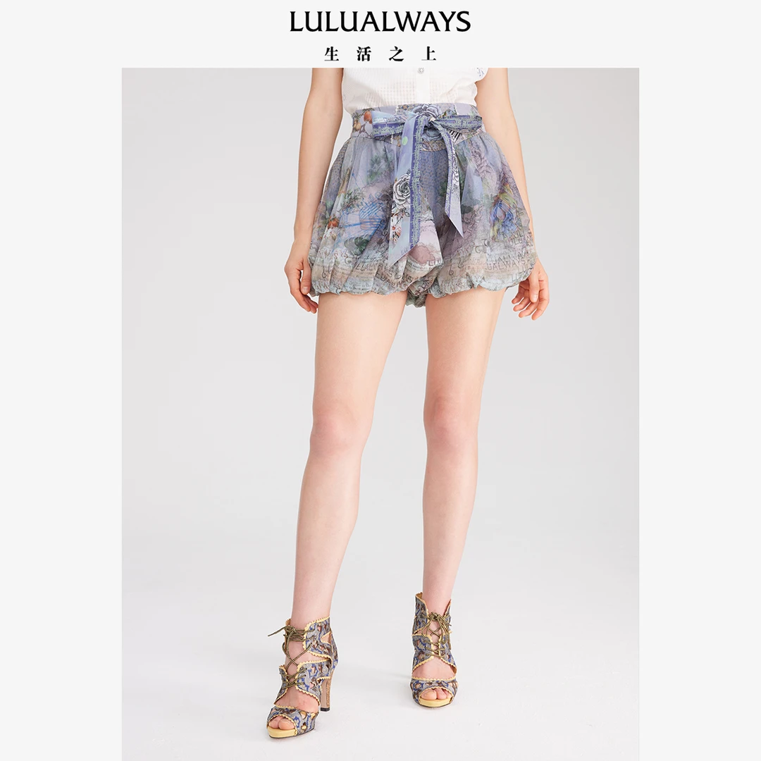 【蜜思仝粉丝专享】LULUALWAYS花草印花灯笼裤型短裤防胯宽花苞裤