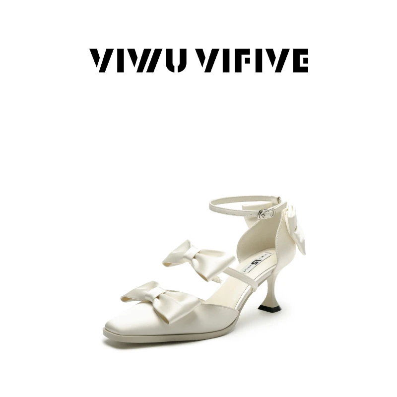 V5 VIWU.VIFIVE「云端·高跟」2025春新款小众设计镂空蝴蝶结欧若风