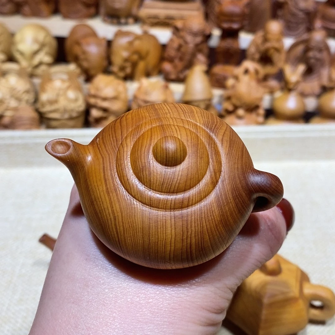 木小**子崖柏手把件，西施壶