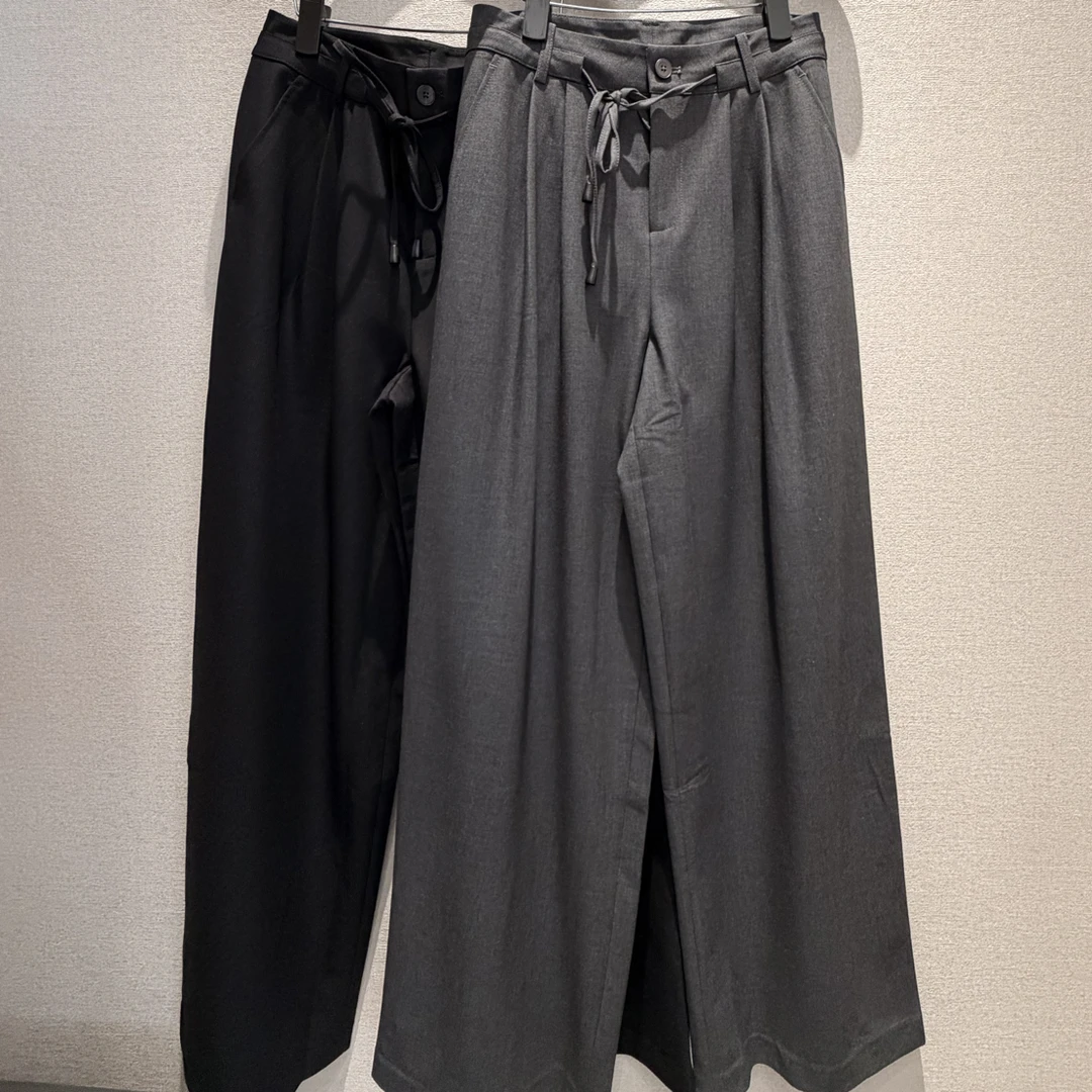 玛丝恩迪秋季新款腰头抽褶直筒裤130232