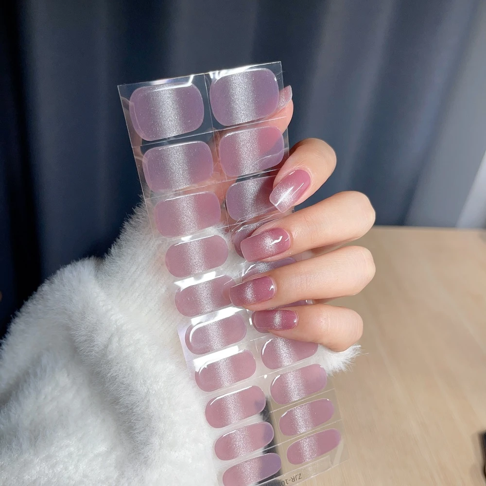 只甲如【照灯变硬】粉黛红颜105半固化凝胶美甲贴20指防水指甲贴