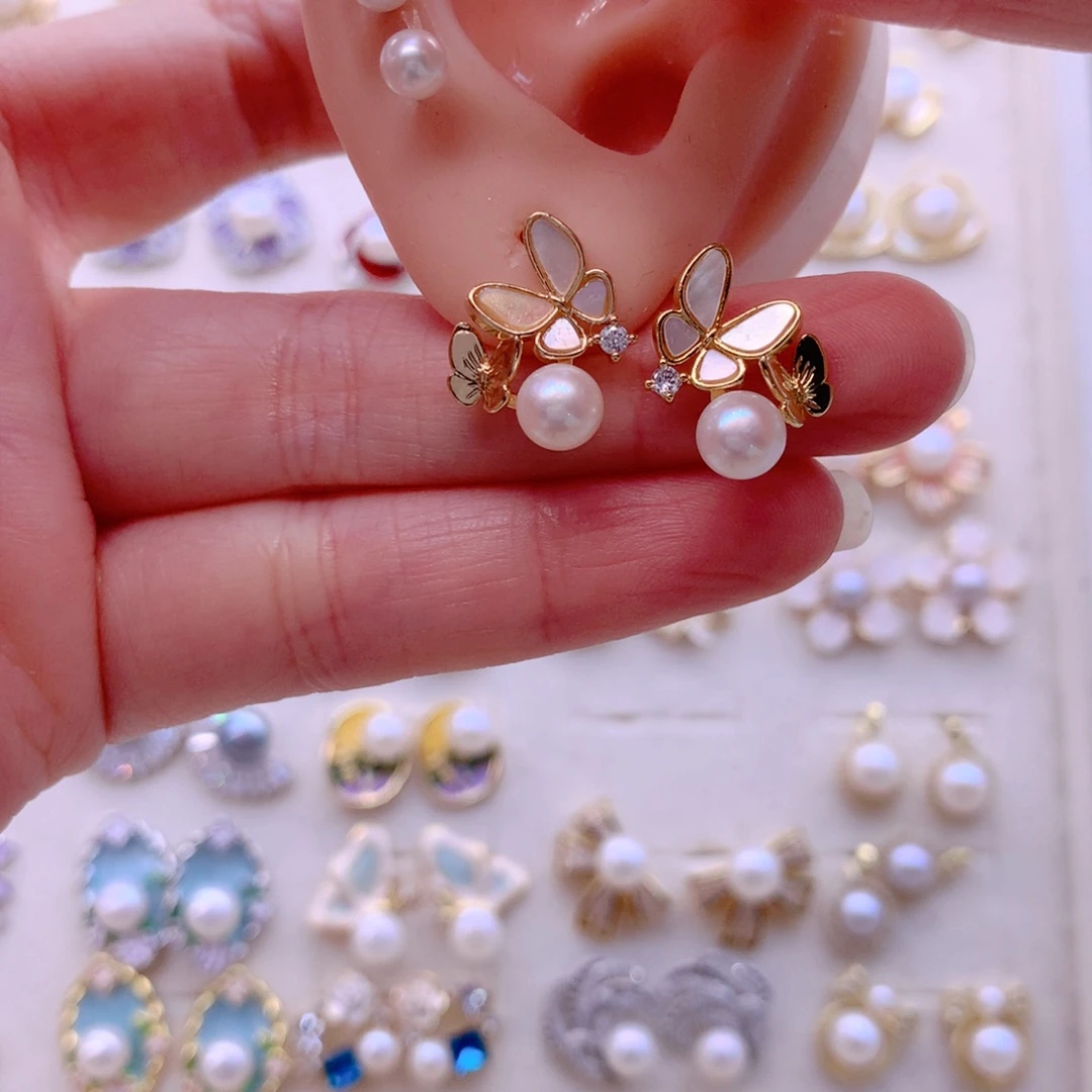 耳饰合金淡水珍珠