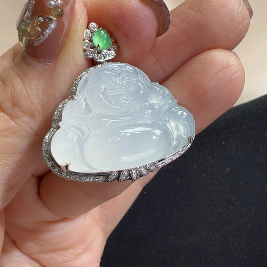 翡翠吊坠(不含链)18K金镶嵌