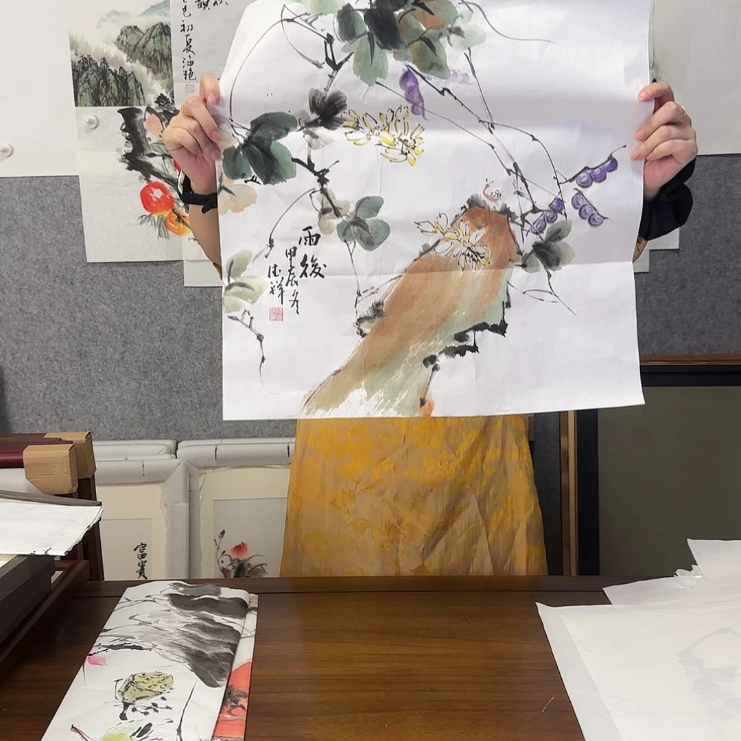 国画雨后 50*50 画心 宣纸 孤品 纯手绘 年底福利