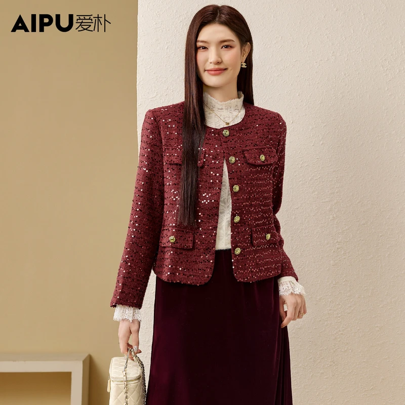 爱朴大码女装显瘦遮肉时尚休闲气质新年跨年女士暖洋洋外套18026