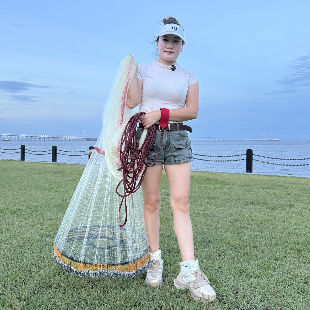 3米高6米宽齿轮手抛网捕鱼网撒网捕鱼飞盘网强力耐用户外渔网鱼网