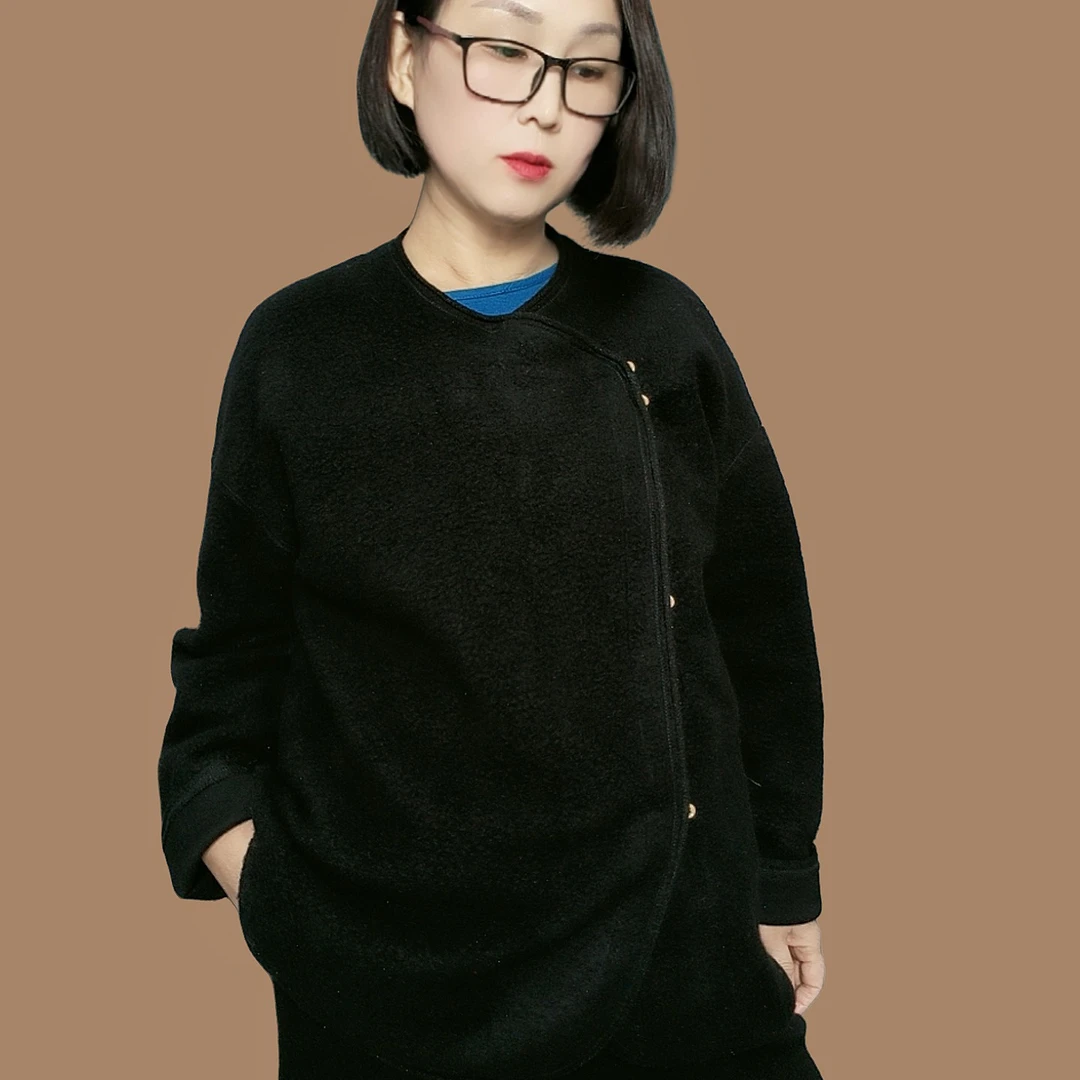 冬季新款羊毛棉超柔软摇粒绒Q弹斜襟轻中式套装