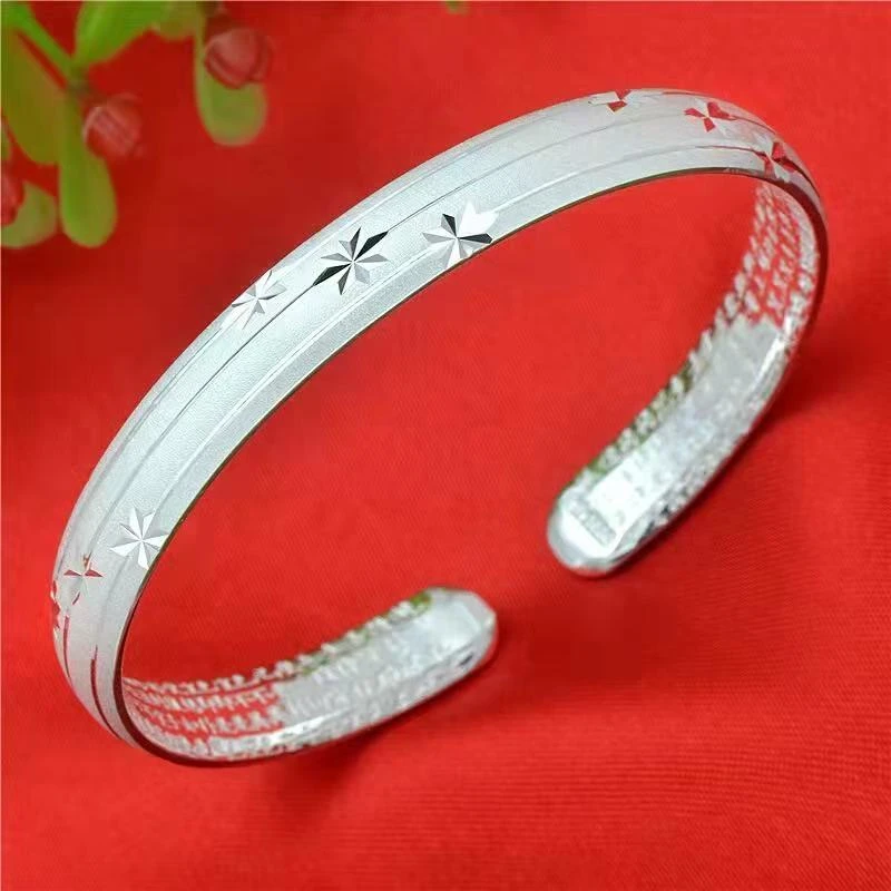 足银手镯 精品满天星辰开口银手镯（无礼盒）CL014