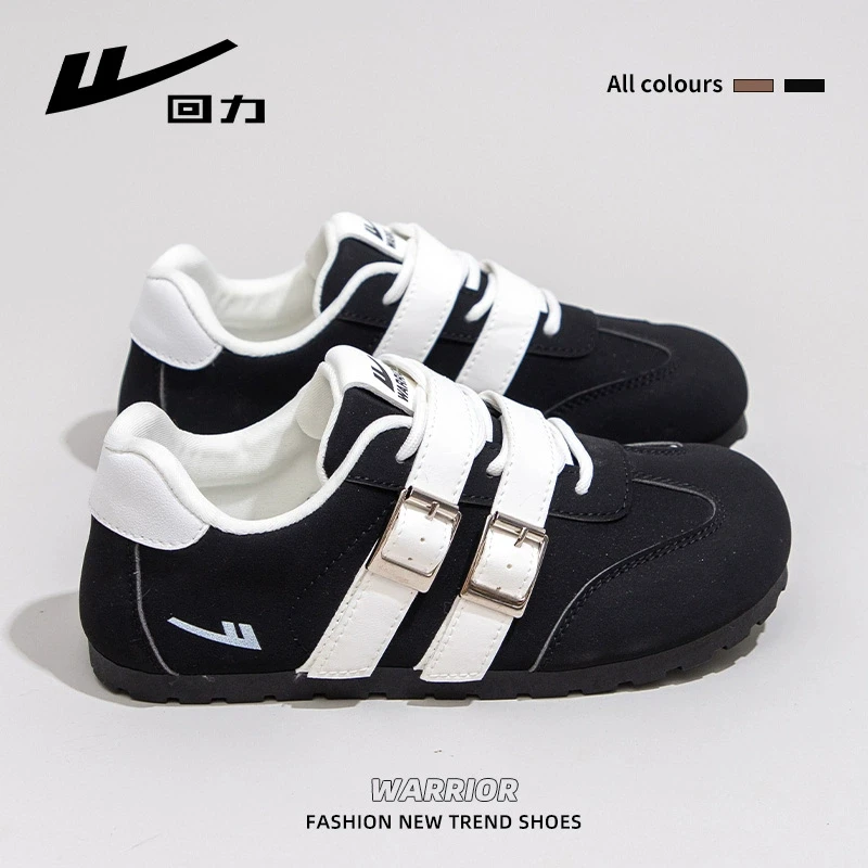 回力女鞋黑色德训鞋女2025冬季新款百搭泡芙板鞋子休闲运动小白鞋