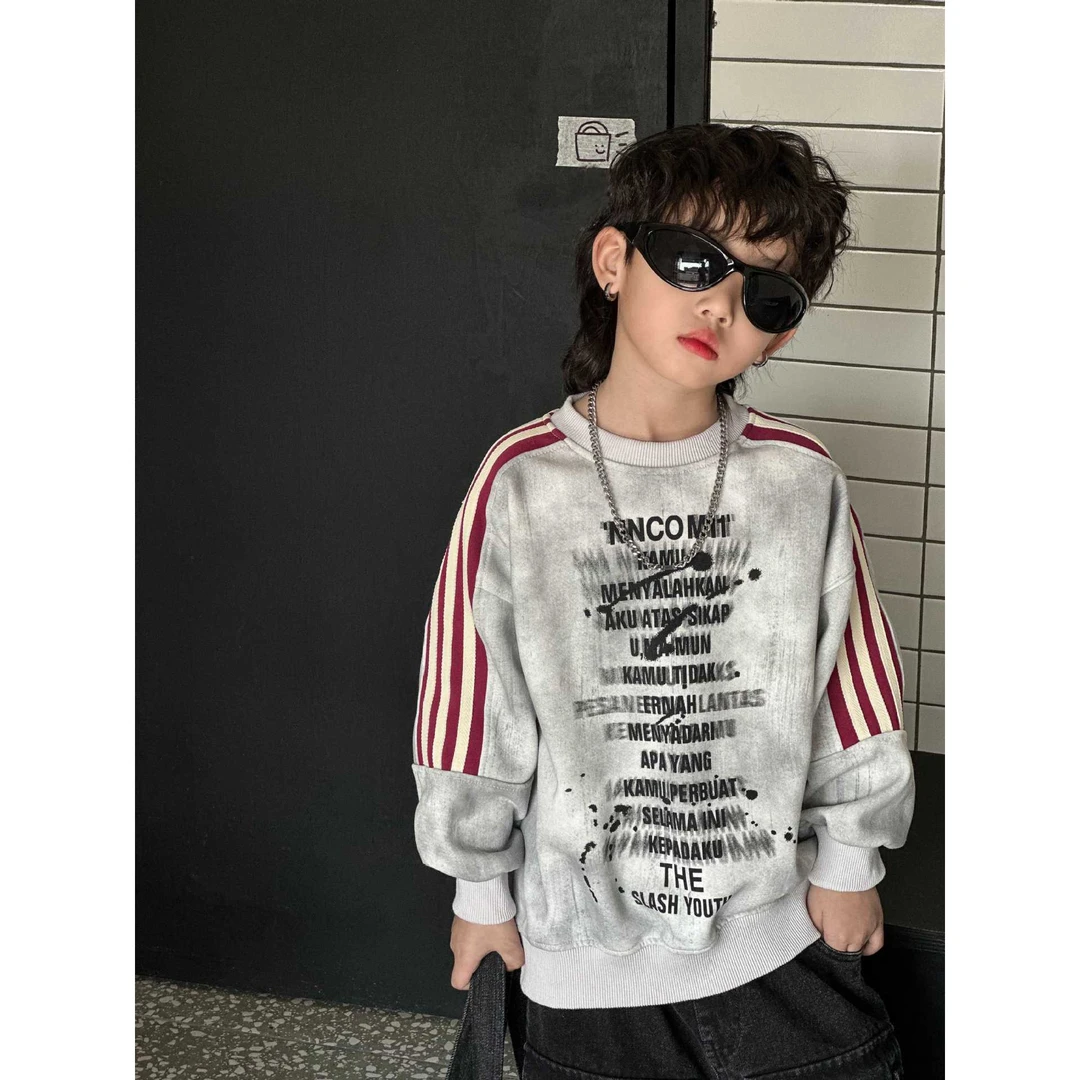 GXM2025年春季新款扎染卫衣男童中小童韩版时尚百搭连帽上衣潮酷