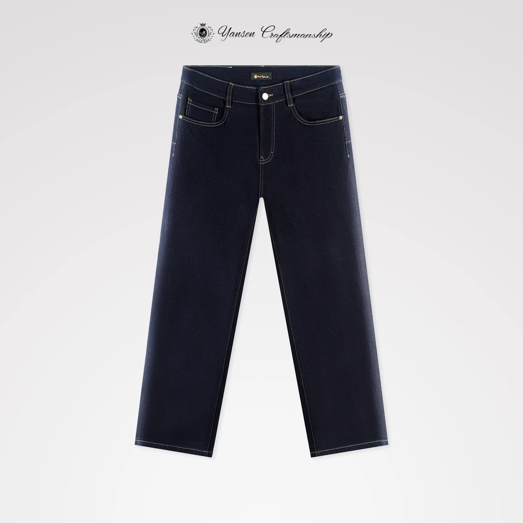 【黑标系列】经典原色牛仔莱卡弹力面料保色水洗直筒牛仔裤 YS088