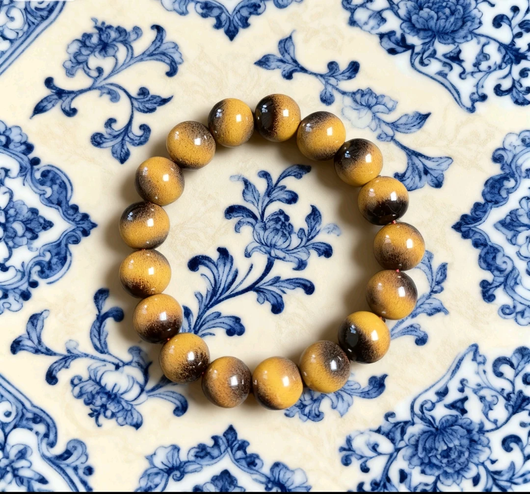 407精品黑金色圆珠10mm手串