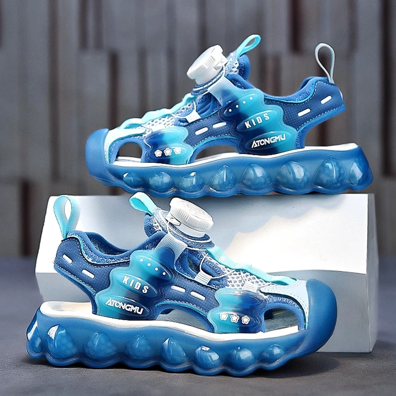 ABCWQ儿童凉鞋男童夏季2025新款包头沙滩鞋中大童男孩软底防