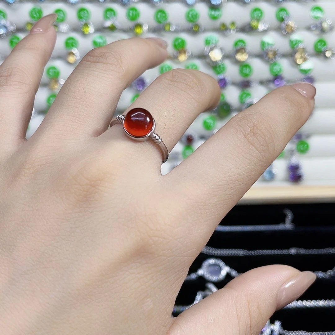 石榴石戒指银S925镶嵌
