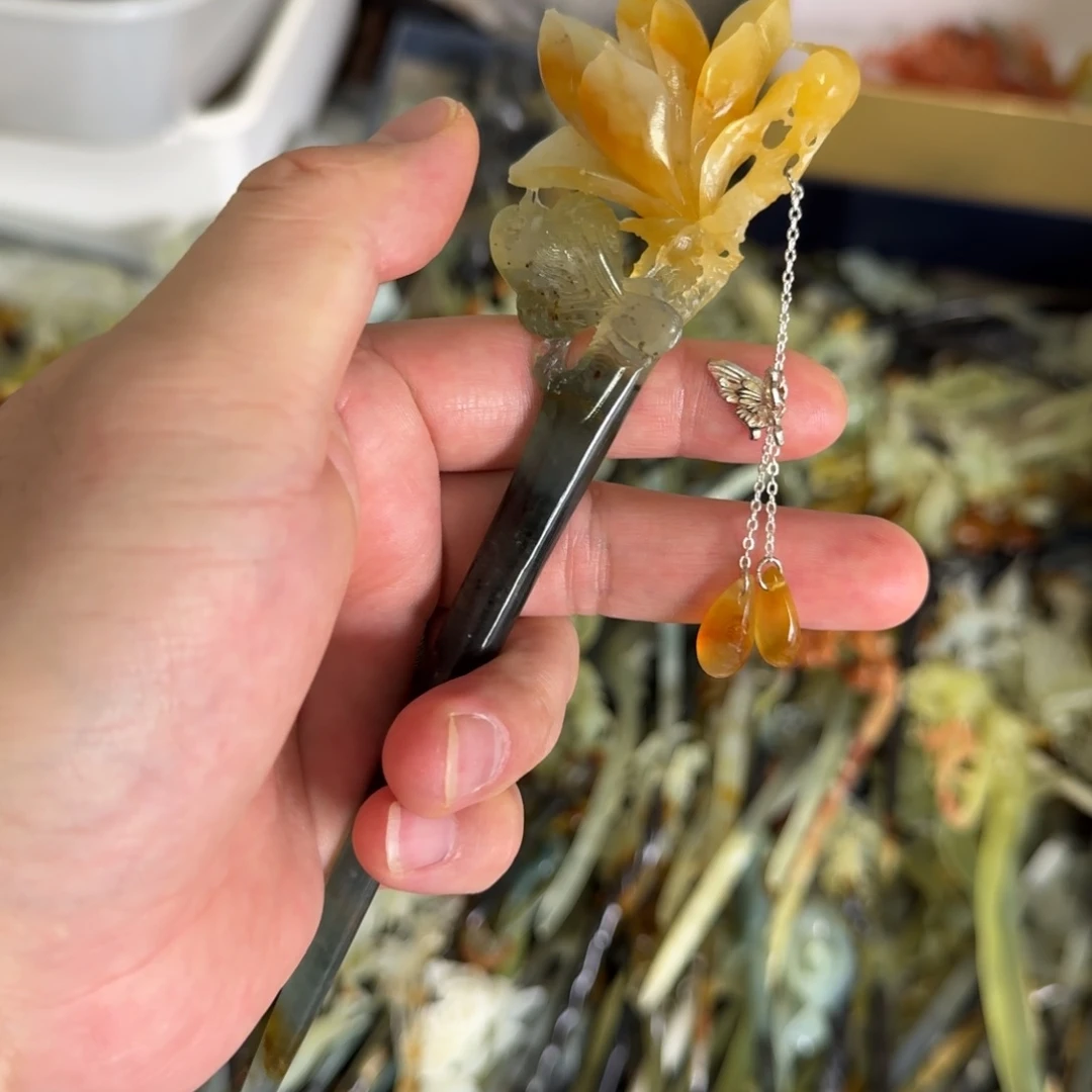 岫玉发饰未镶嵌明君玉簪就是好看