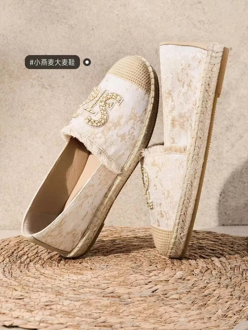 2025春季款小碎金大麦鞋复古渔夫鞋懒人鞋平底鞋9UA37AA5