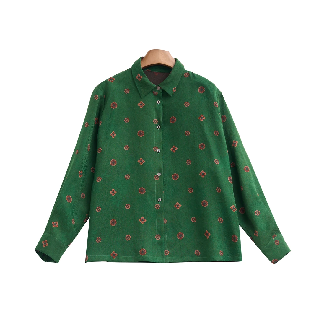 DY2291樱美嘉100桑蚕丝宝相花春夏显瘦衬衫时尚百搭通勤风女装春