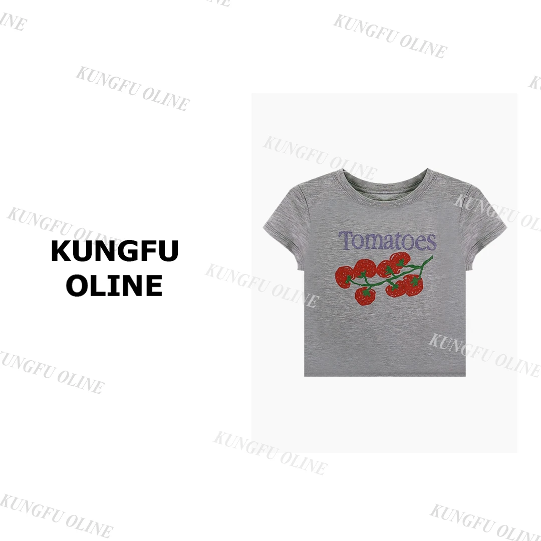 【祎祎】【缤纷维C】T5301天丝亚麻流行印花圆领短袖T恤潮流休闲上衣