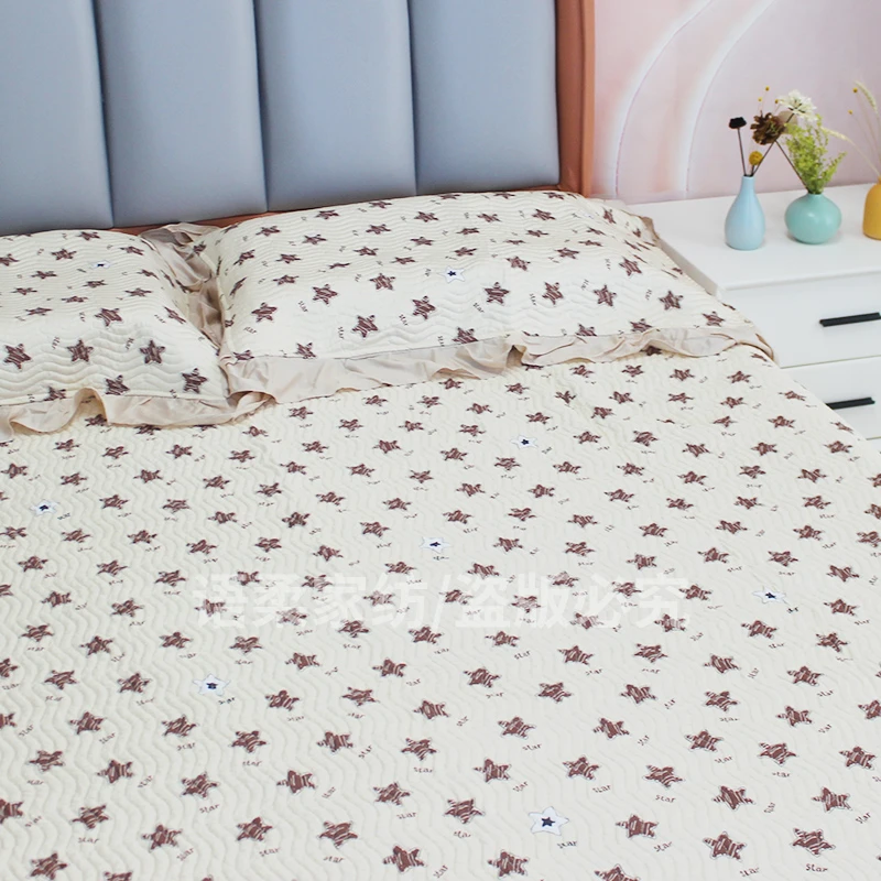 天丝田园风针织公主风一等品法式床盖炕盖碎花榻榻米夹棉床裙加厚