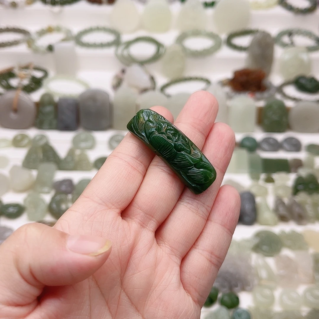 和田玉（碧玉）吊坠手牌未镶嵌青*