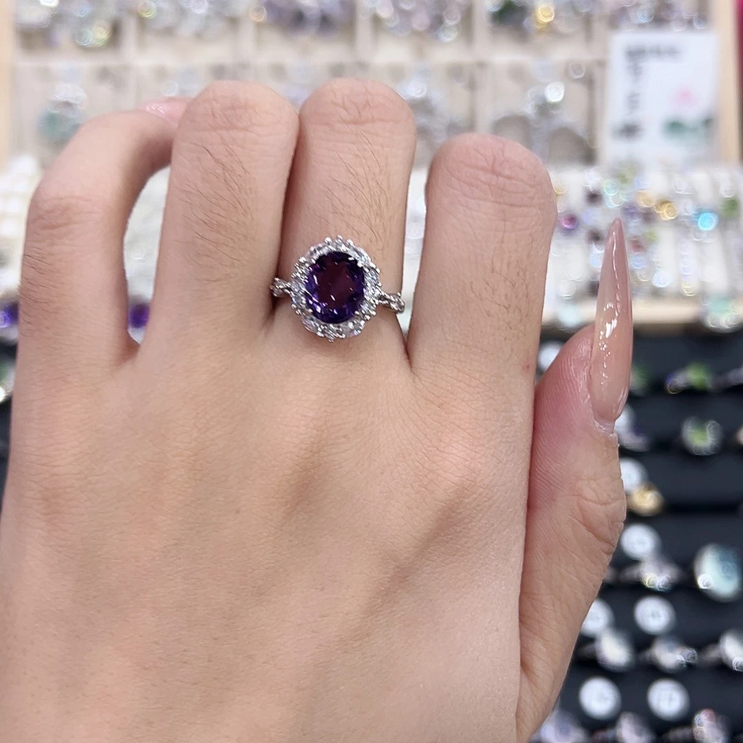 紫晶银S925镶嵌戒指